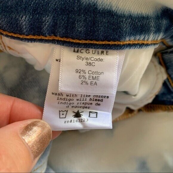 McGuire High Rise Skinny Jeans Blue White Acid Wash Distressed Stretch 26 Denim - Picture 10 of 10